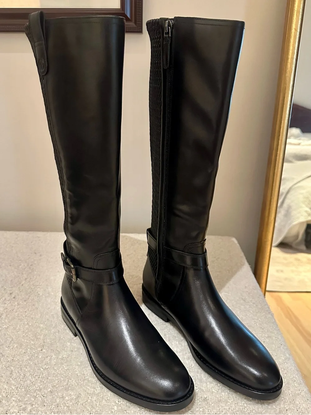 Cole Haan Black Leather Riding Boots